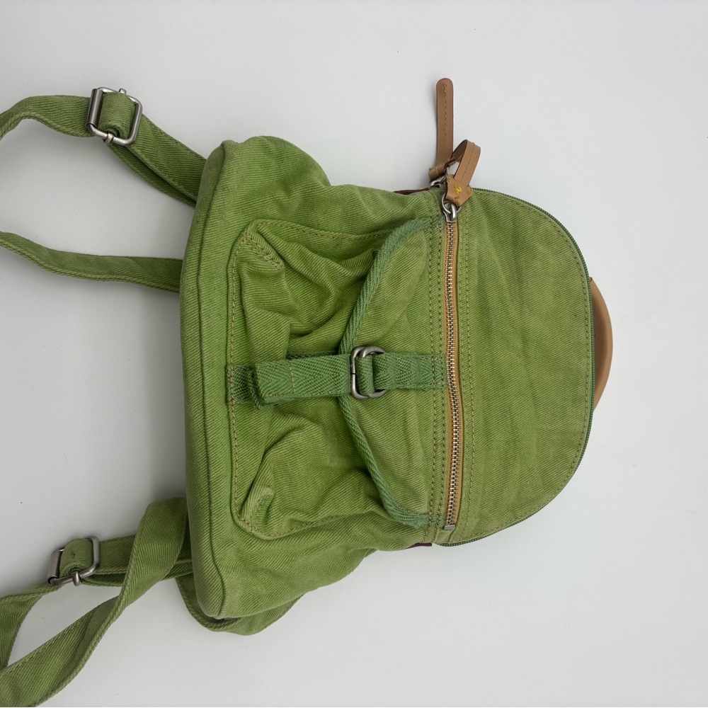 Vintage Fossil Green Canvas Mini Backpack - Casual Everyday Bag - Picture 13 of 13